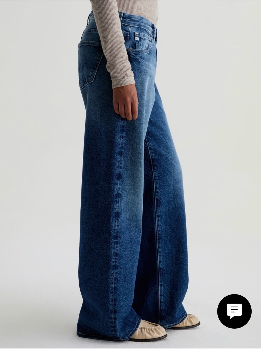 Ag Adriano Goldschmied Adria Dark Blue Wide-Leg Jeans Japanese denim